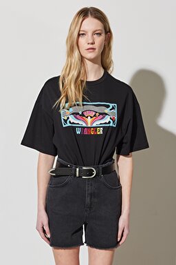 Regular Fit Normal Kesim %100 Pamuk Bisiklet Yaka Crop Siyah Tişört - Black-W231244001