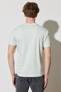 Regular Fit Normal Kesim %100 Pamuk Bisiklet Yaka Açık Yeşil Tişört - Light Blue-W231251404 (görsel 7)