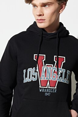 Regular Fit Normal Kesim %100 Pamuk Kapüşonlu Yaka Siyah Sweatshirt - Black-W231264001 (görsel 5)