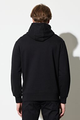 Regular Fit Normal Kesim %100 Pamuk Kapüşonlu Yaka Siyah Sweatshirt - Black-W231264001 (görsel 8)