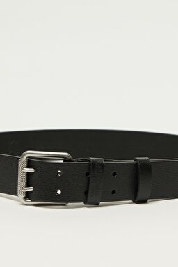 %100 Deri Siyah Kemer - Black-W231311001 (görsel 2)