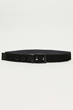 %100 Deri Siyah Kemer - Black-W231316001