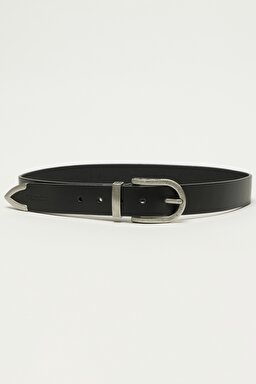 %100 Deri Siyah Kemer - Black-W231319001