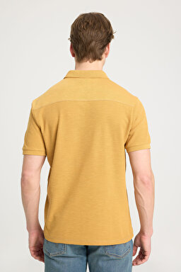 Regular Fit Normal Kesim %100 Pamuk Polo Yaka Hardal Tişört - Mustard-W231325210 (görsel 5)
