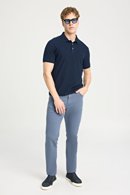 Regular Fit Normal Kesim %100 Pamuk Polo Yaka Lacivert Tişört - Navy-W231325410 (görsel 3)