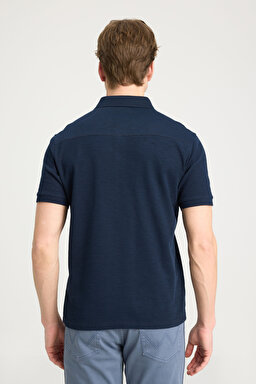 Regular Fit Normal Kesim %100 Pamuk Polo Yaka Lacivert Tişört - Navy-W231325410 (görsel 5)