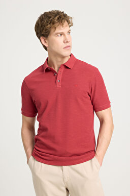 Regular Fit Normal Kesim %100 Pamuk Polo Yaka Kırmızı Tişört - Red-W231325600 (görsel 2)