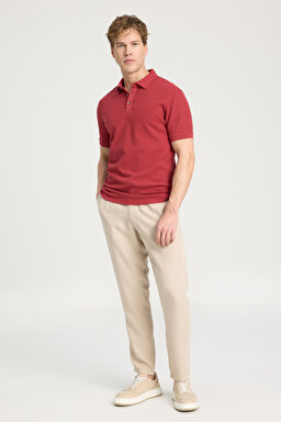 Regular Fit Normal Kesim %100 Pamuk Polo Yaka Kırmızı Tişört - Red-W231325600 (görsel 3)