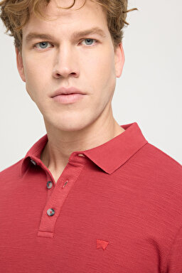 Regular Fit Normal Kesim %100 Pamuk Polo Yaka Kırmızı Tişört - Red-W231325600 (görsel 4)