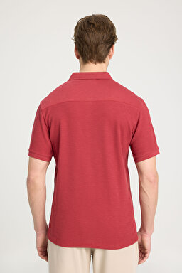 Regular Fit Normal Kesim %100 Pamuk Polo Yaka Kırmızı Tişört - Red-W231325600 (görsel 5)