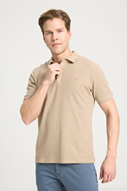Regular Fit Normal Kesim %100 Pamuk Polo Yaka Bej Tişört - Beige-W231325614