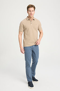 Regular Fit Normal Kesim %100 Pamuk Polo Yaka Bej Tişört - Beige-W231325614 (görsel 3)