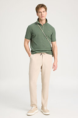 Regular Fit Normal Kesim %100 Pamuk Polo Yaka Haki Tişört - Khaki-W231325801 (görsel 3)