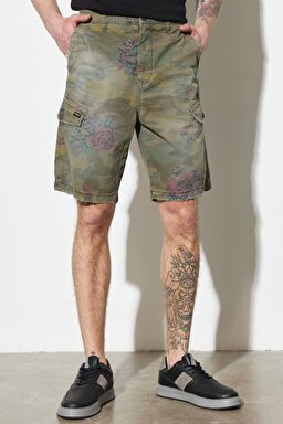 Regular Fit Normal Kesim Haki Desenli Şort - Multi-W231346900 (görsel 2)