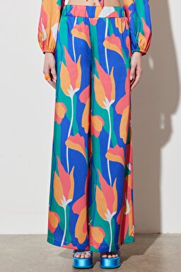 Flare Regular Fit Yüksel Bel İspanyol Paça Desenli Pantolon - Multi-W231591900