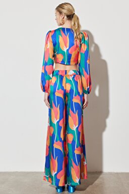 Flare Regular Fit Yüksel Bel İspanyol Paça Desenli Pantolon - Multi-W231591900 (görsel 7)
