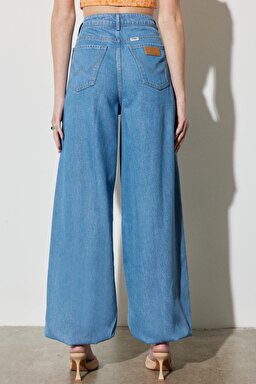 Loose Fit Rahat Kesim Normal Bel Lastikli Geniş Paça Jean Jogger Pantolon - Light Blue-W231632404 (görsel 7)