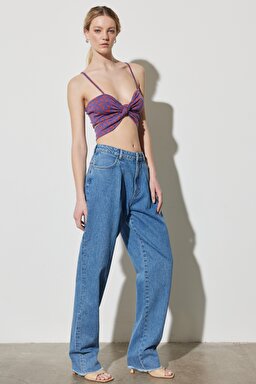Straight Fit Düz Kesim %100 Pamuk Normal Bel Açık Mavi Jean Kot Pantolon - Light Blue-W231633404 (görsel 3)