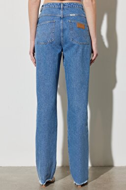 Straight Fit Düz Kesim %100 Pamuk Normal Bel Açık Mavi Jean Kot Pantolon - Light Blue-W231633404 (görsel 6)