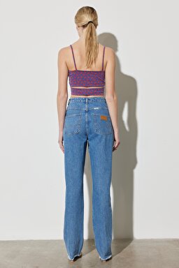 Straight Fit Düz Kesim %100 Pamuk Normal Bel Açık Mavi Jean Kot Pantolon - Light Blue-W231633404 (görsel 7)