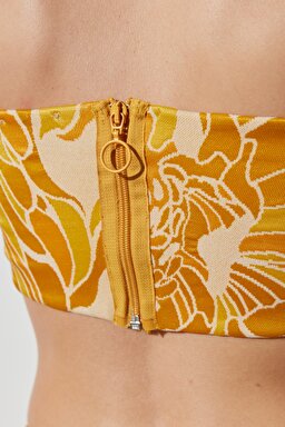 Regular Fit Normal Kesim %100 Pamuk Askılı Sarı Crop Bluz - Yellow-W231664200 (görsel 7)