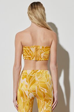 Regular Fit Normal Kesim %100 Pamuk Askılı Sarı Crop Bluz - Yellow-W231664200 (görsel 8)