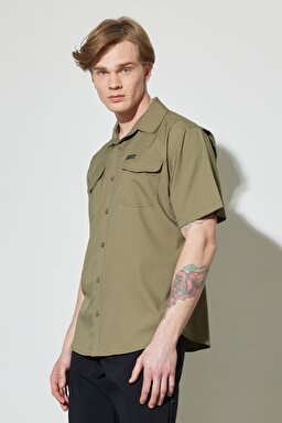All Terrain Gear Regular Fit Normal Kesim Esnek Haki Kısa Kollu Gömlek - Khaki-W231704801 (görsel 2)