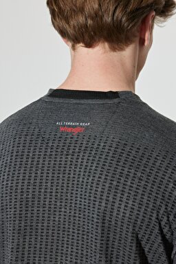 All Terrain Gear Regular Fit Normal Kesim Bisiklet Yaka Gri Melanj Tişört - Black-W231708001 (görsel 6)
