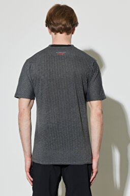All Terrain Gear Regular Fit Normal Kesim Bisiklet Yaka Gri Melanj Tişört - Black-W231708001 (görsel 7)