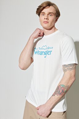 All Terrain Gear Regular Fit %100 Pamuk Bisiklet Yaka Kırık Beyaz Tişört - Off White-W231729102 (görsel 4)