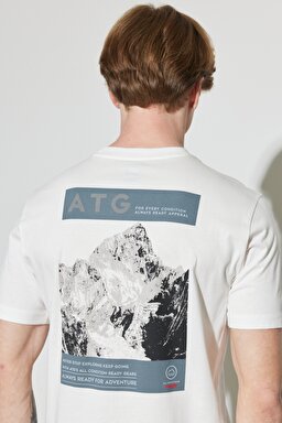 All Terrain Gear Regular Fit %100 Pamuk Bisiklet Yaka Kırık Beyaz Tişört - Off White-W231730102 (görsel 2)