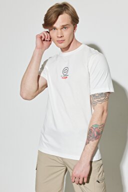 All Terrain Gear Regular Fit %100 Pamuk Bisiklet Yaka Kırık Beyaz Tişört - Off White-W231730102 (görsel 4)