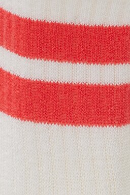 Yüksek Kesim Pembe Şeritli Tekli Çorap - Pink-W231744611 (görsel 2)