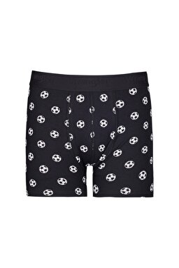 Regular Fit Normal Kesim Desenli Tekli Boxer - Black-W231787001