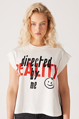 Regular Fit Normal Kesim %100 Pamuk Bisiklet Yaka Kolsuz Beyaz Tişört - White-W231809100 (görsel 2)