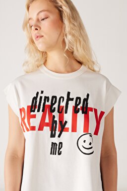 Regular Fit Normal Kesim %100 Pamuk Bisiklet Yaka Kolsuz Beyaz Tişört - White-W231809100 (görsel 4)