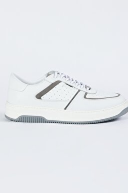 %100 Deri Beyaz Sneaker Ayakkabı - White-W231K301100
