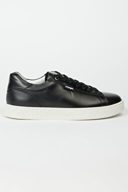 %100 Deri Siyah Sneaker Ayakkabı - Black-W231S14001