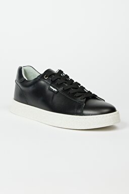 %100 Deri Siyah Sneaker Ayakkabı - Black-W231S14001 (görsel 2)