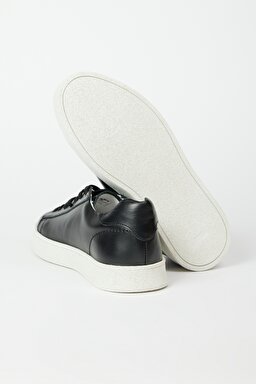 %100 Deri Siyah Sneaker Ayakkabı - Black-W231S14001 (görsel 4)