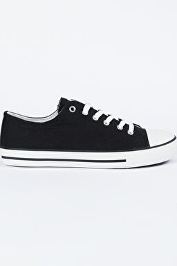 %100 Keten Siyah Sneaker Ayakkabı - Black-W231S16001