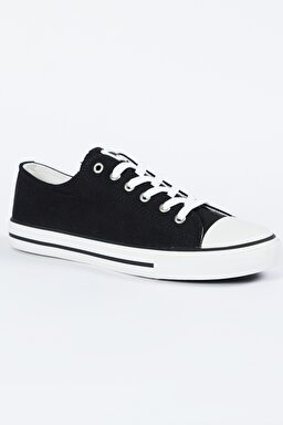 %100 Keten Siyah Sneaker Ayakkabı - Black-W231S16001 (görsel 2)