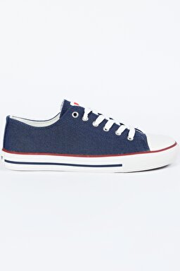 %100 Keten Denim Sneaker Ayakkabı - İndigo-W231S16TF