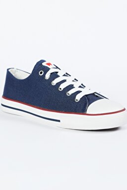%100 Keten Denim Sneaker Ayakkabı - İndigo-W231S16TF (görsel 2)
