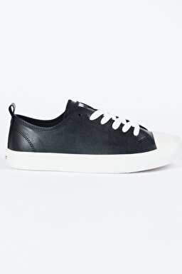 %100 Deri Siyah Sneaker Ayakkabı - Black-W231S17001