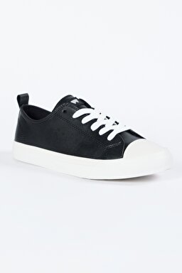 %100 Deri Siyah Sneaker Ayakkabı - Black-W231S17001 (görsel 2)