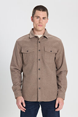 Relaxed Fit Geniş Kesim Kahverengi Gömlek - Brown-W232137220