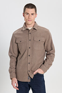 Relaxed Fit Geniş Kesim Kahverengi Gömlek - Brown-W232137220 (görsel 2)