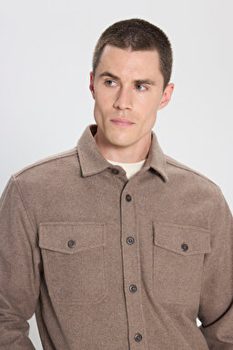 Relaxed Fit Geniş Kesim Kahverengi Gömlek - Brown-W232137220 (görsel 6)