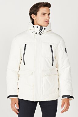 All Terrain Gear Regular Fit Normal Kesim Kapüşonlu Beyaz Şişme Mont - Black-W232217001 (görsel 2)